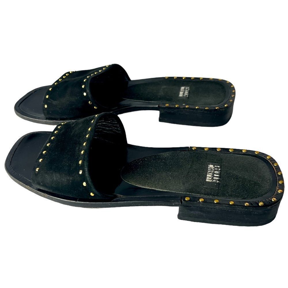 Stuart Weitzman Gorgeous Black Suede Slides Embel… - image 4